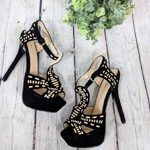 Just Fab Stitch Detail T Strap Heels